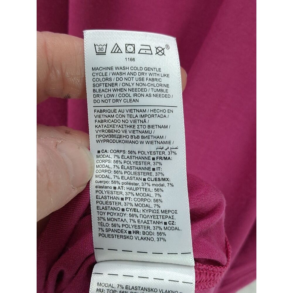 Athleta With Ease Tee Women's Large Vibrant Fuchsia Short Sleeve High-Low Hem - Picture 12 of 13